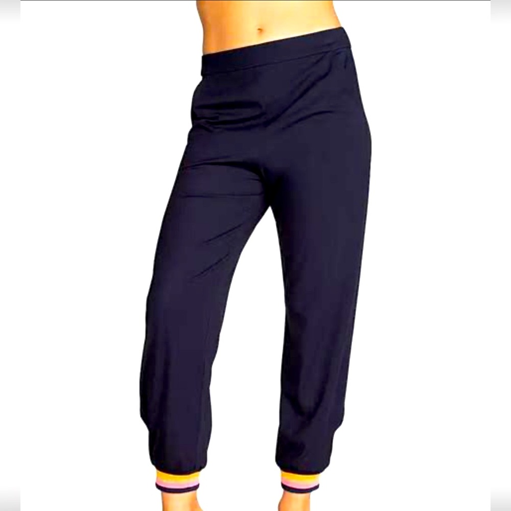 Trina Turk Black Joggers with Striped Cuffs